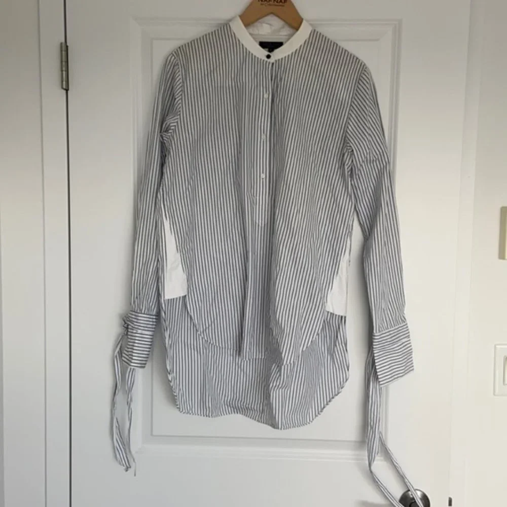 Rag & Bone Dylan striped button down silk cotton shirt - Picture 3 of 13